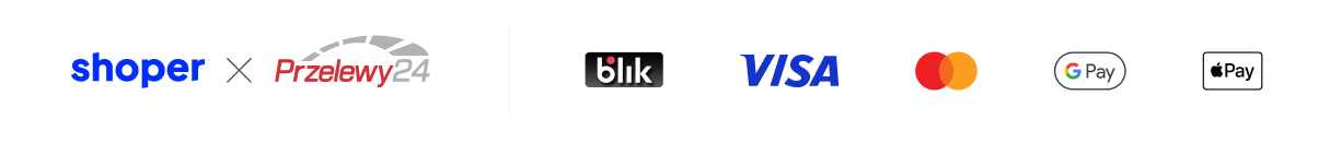 Logotypy dostępnych metod płatności w sklepie Podemski Meble: BLIK, Visa, Mastercard, Google Pay, Apple Pay, Alior Bank, Santander, mBank, PayPo, PayPal.